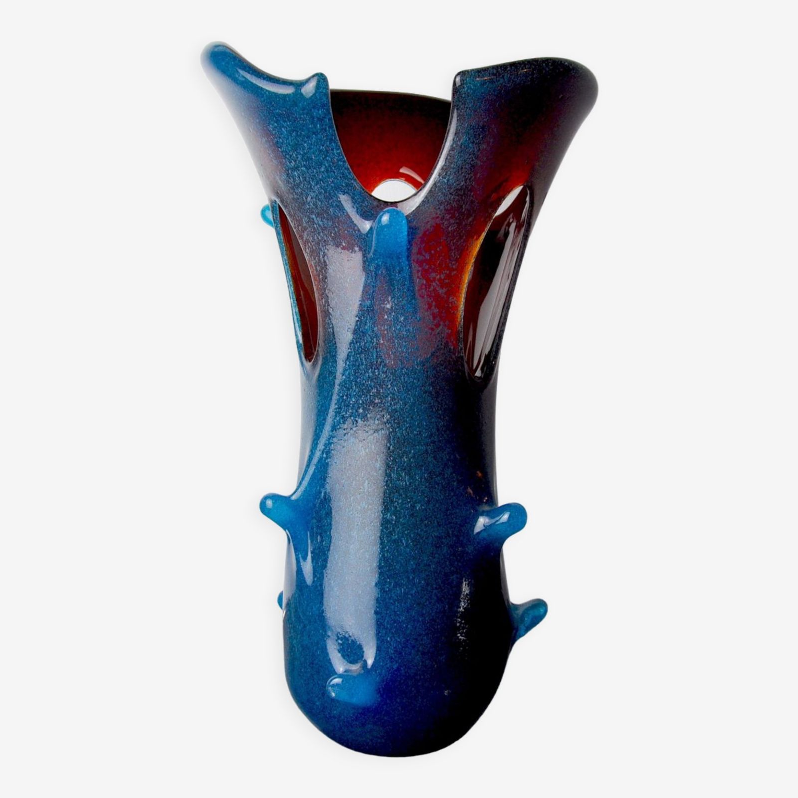 Sommerso Vase By Seguso In Two Tone Murano Glass, Italy, 1970