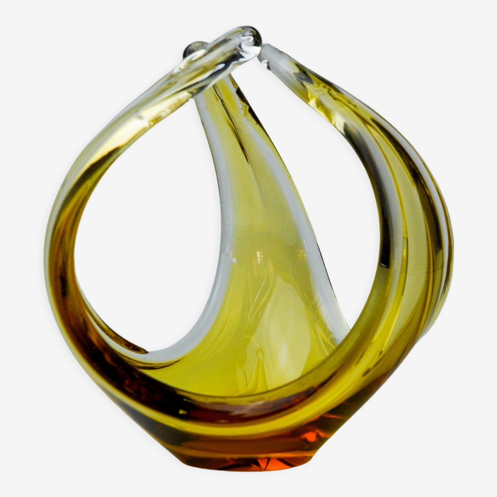 Centerpiece By Seguso In Yellow Murano Glass, Italy, 1970
