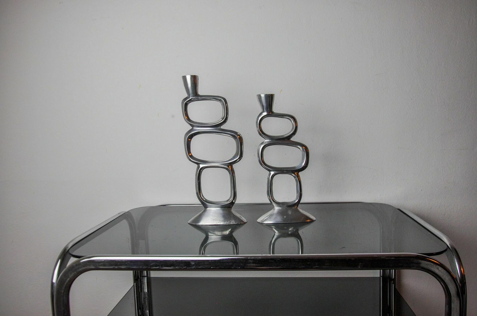 Pair Of Circle Candlesticks By Matthew Hilton, England, 1980 photo buy