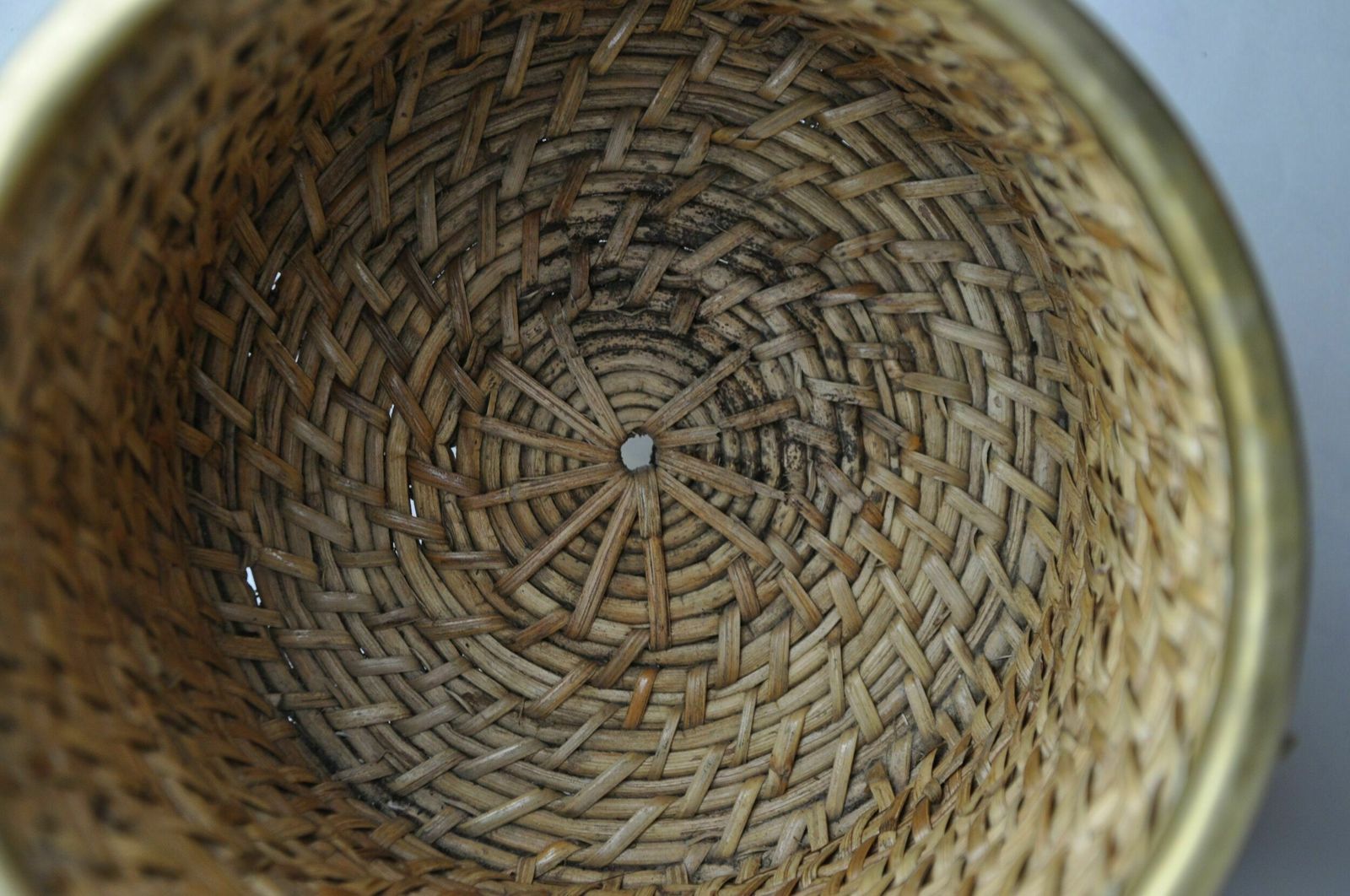 Rattan And Brass Book Holder Basket, Italy, 1970s photo buy