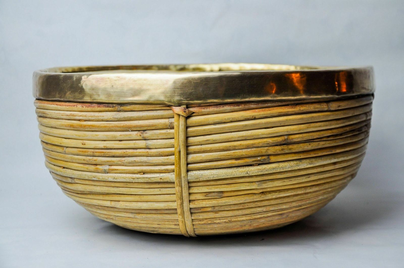 Rattan And Brass Book Holder Basket, Italy, 1970s photo 951.0
