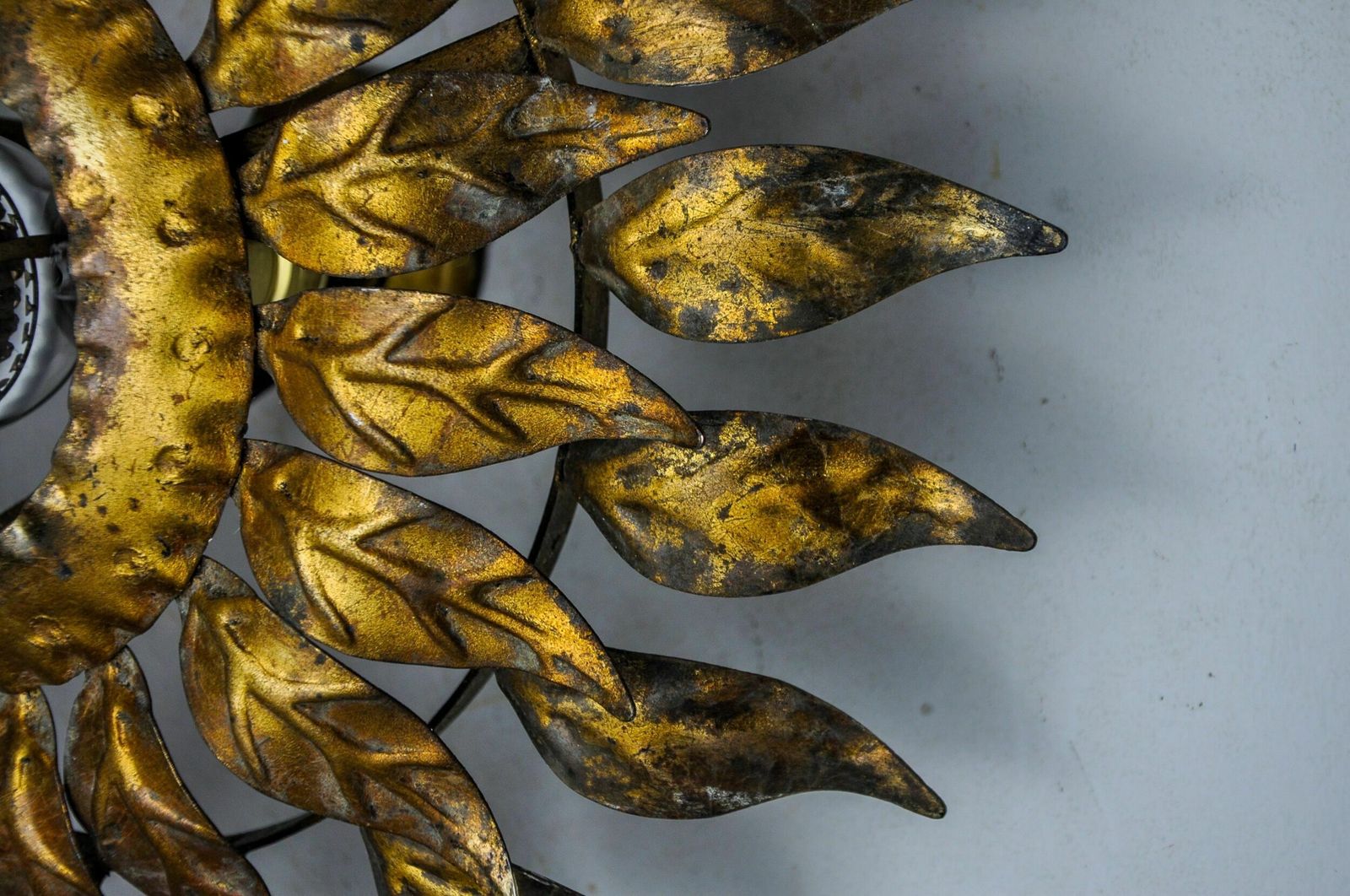 Sun Wall Lamp By Ferro Arte, Metal And Gold Leaf, Spain, 1960 photo 1063.0