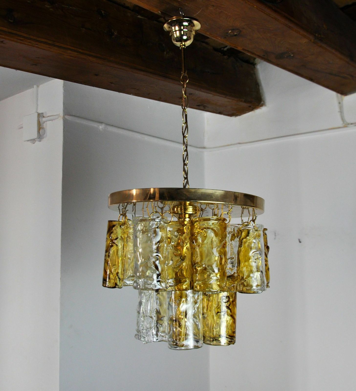 Two Tone Chandelier By Zero Quattro, Orange And Transparent Murano Glass, Italy, 1970 photo 1622.0