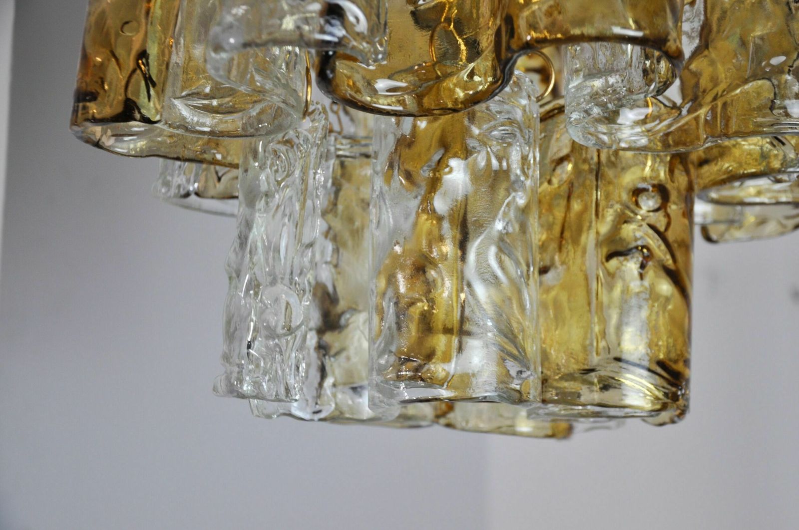 Two Tone Chandelier By Zero Quattro, Orange And Transparent Murano Glass, Italy, 1970 photo vinterior