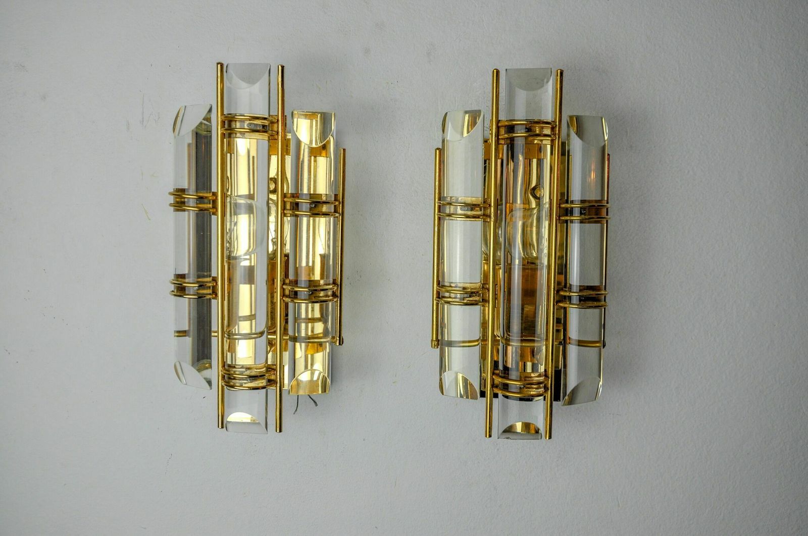 Pair Of Venini Sconces, Half Moon Glass, Murano, Italy 1970 photo furniture
