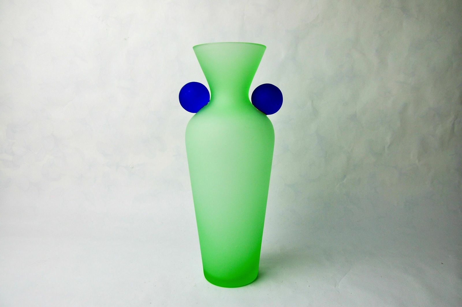 Green And Blue Satin Murano Glass Vase, Menphis Style, Italy, 1980 photo furniture
