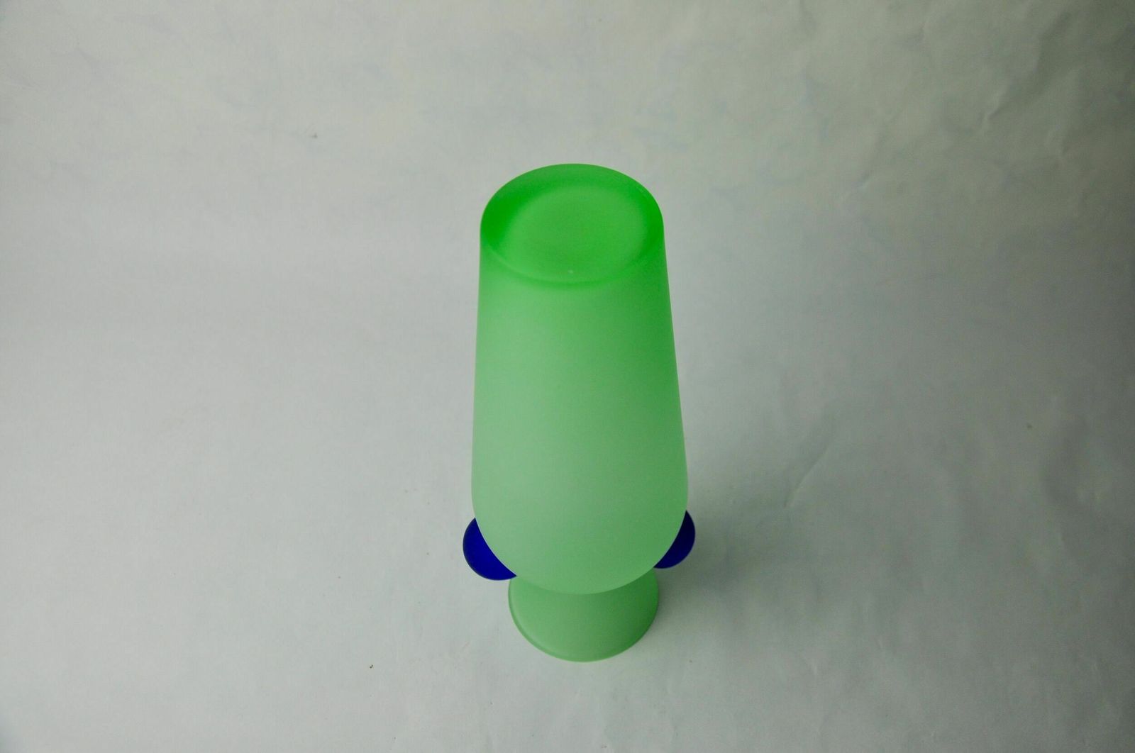 Green And Blue Satin Murano Glass Vase, Menphis Style, Italy, 1980 photo vintage
