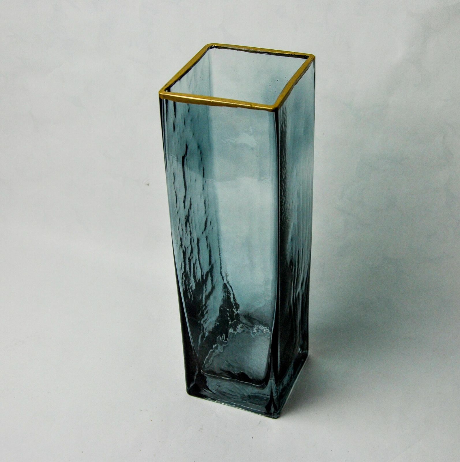 Sommerso Vase By Petr Hora, Blue Glass, Golden Edges, Czech Republic, 1970 photo 504.0