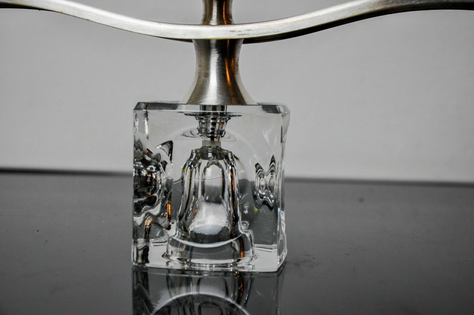 Ice Candle Holder By Peill & Putzler, 3 Flames, Glass And Silver Metal, Germany, 1970 photo 727.0