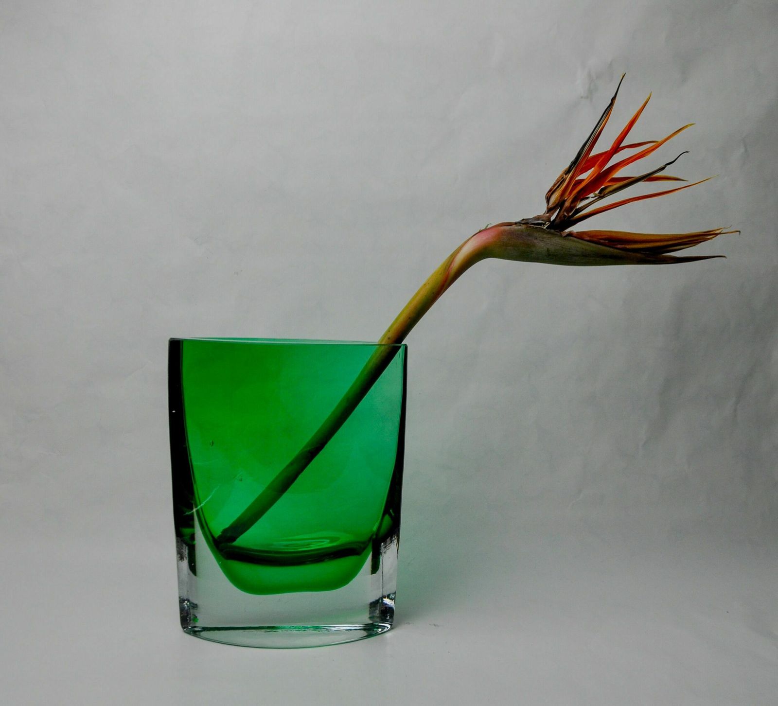 Green Sommerso Vase By Seguros, Murano Glass, Italy, 1980 photo for sale