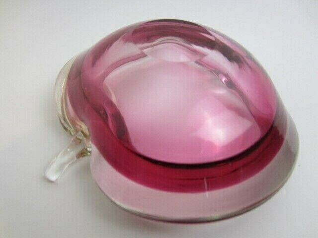 Archimede Seguso Pink With 24k Gold Flakes Art Glass Murano Sommerso Apple Bowl photo vintage