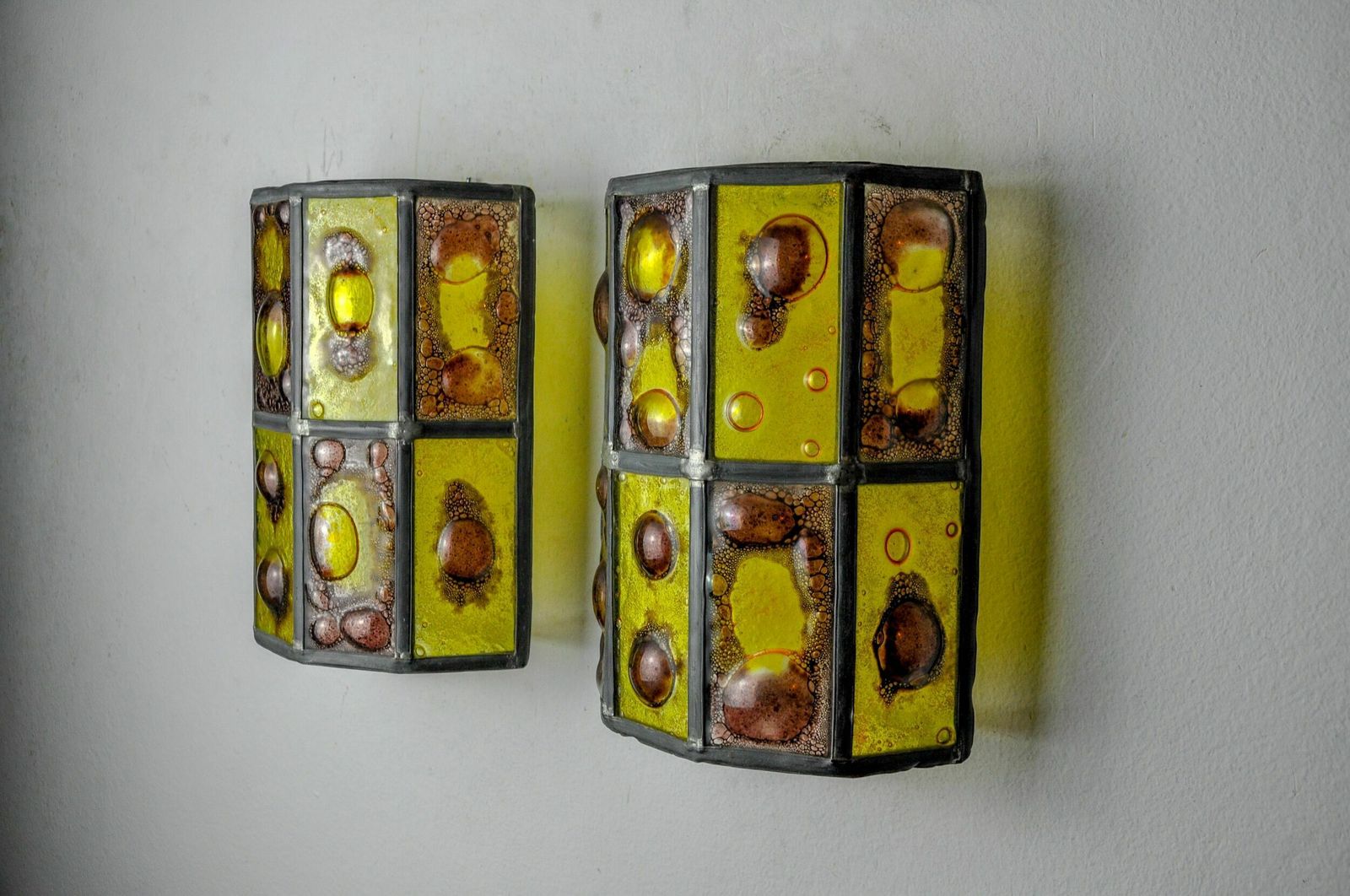 Pair Of Brutalist Sconces By Felipe Derflingher For Feders, Blown Glass, 1960, Mexico photo Lighting