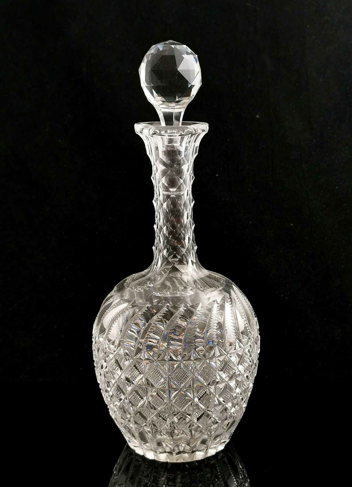 Antique Victorian Cut Glass Wine Decanter photo for sale