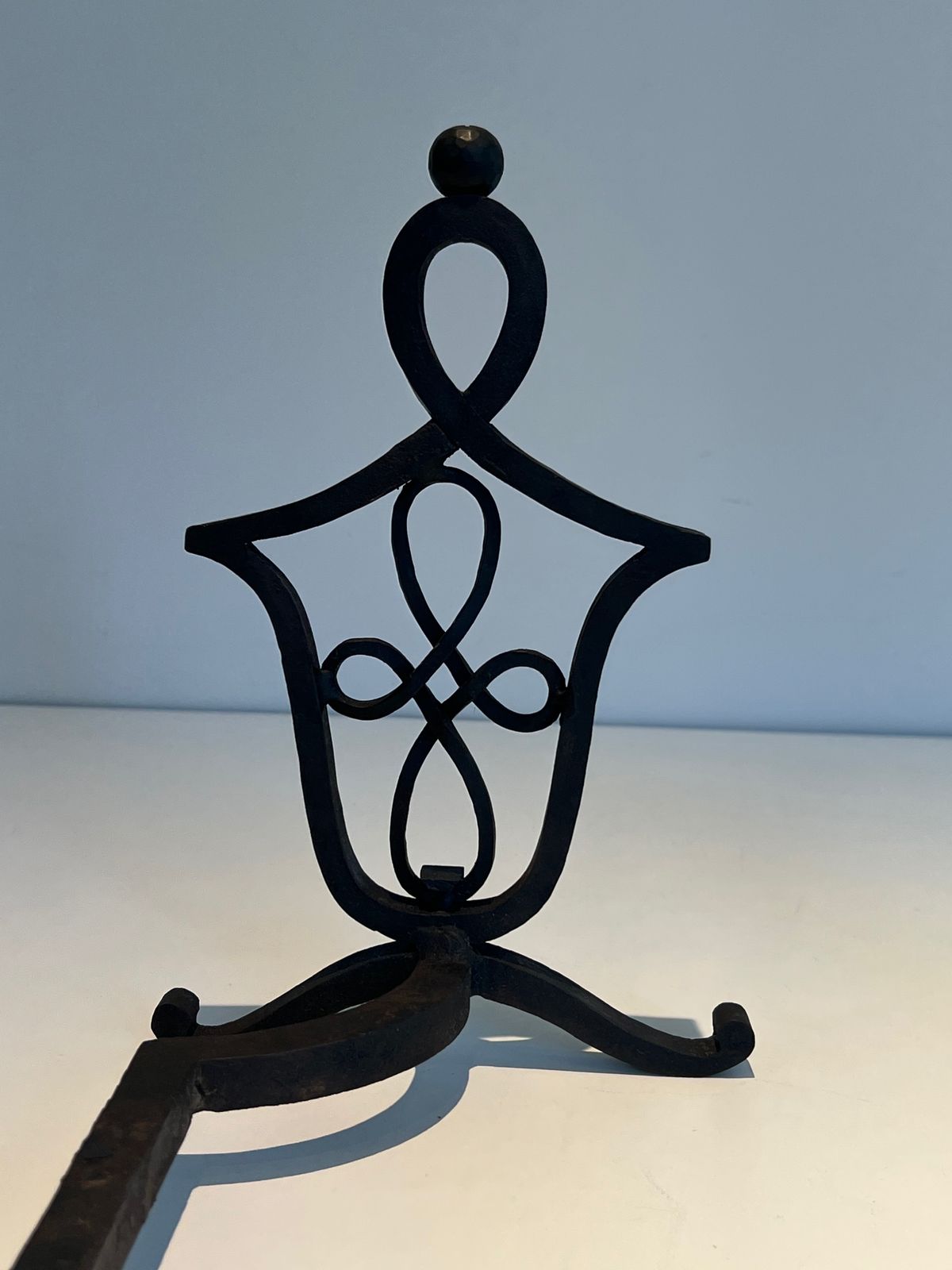 Pair Of Wrought Iron Andirons In The Style Of Raymond Subes photo buy