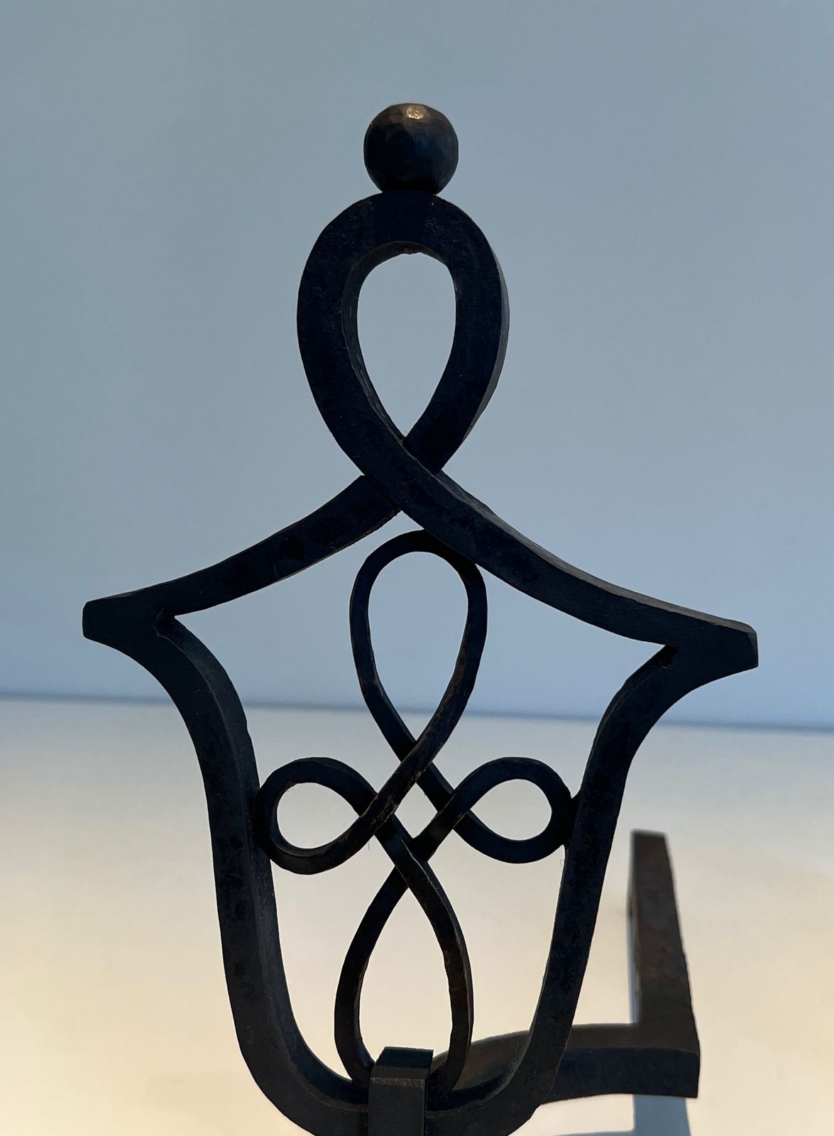 photo furniture Pair Of Wrought Iron Andirons In The Style Of Raymond Subes