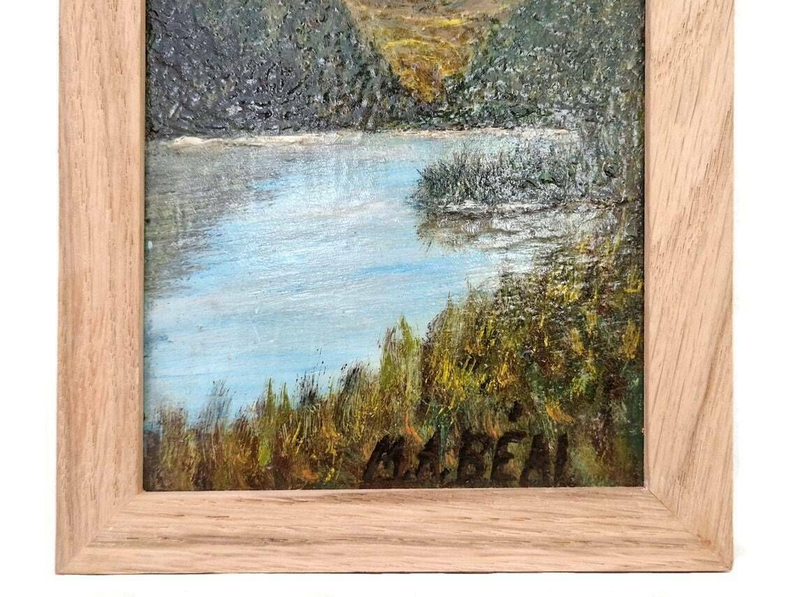 Alps Mountains And Lake Oil Landscape Painting Original Signed Mountainscape Wall Art photo vinterior