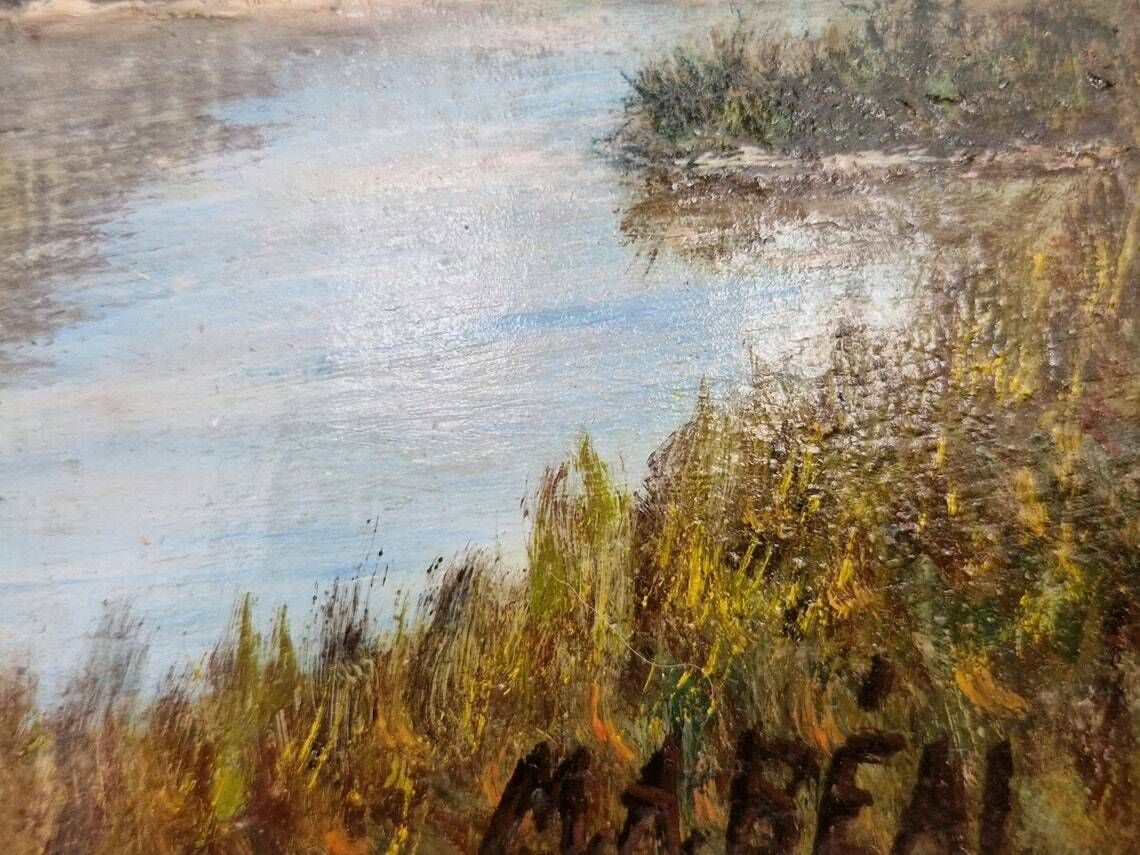 photo furniture Alps Mountains And Lake Oil Landscape Painting Original Signed Mountainscape Wall Art