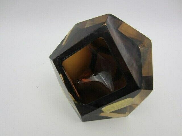 Stunning V C Nason Brown In Gold Glass Sommerso Faceted Diamond Bowl With Label photo furniture