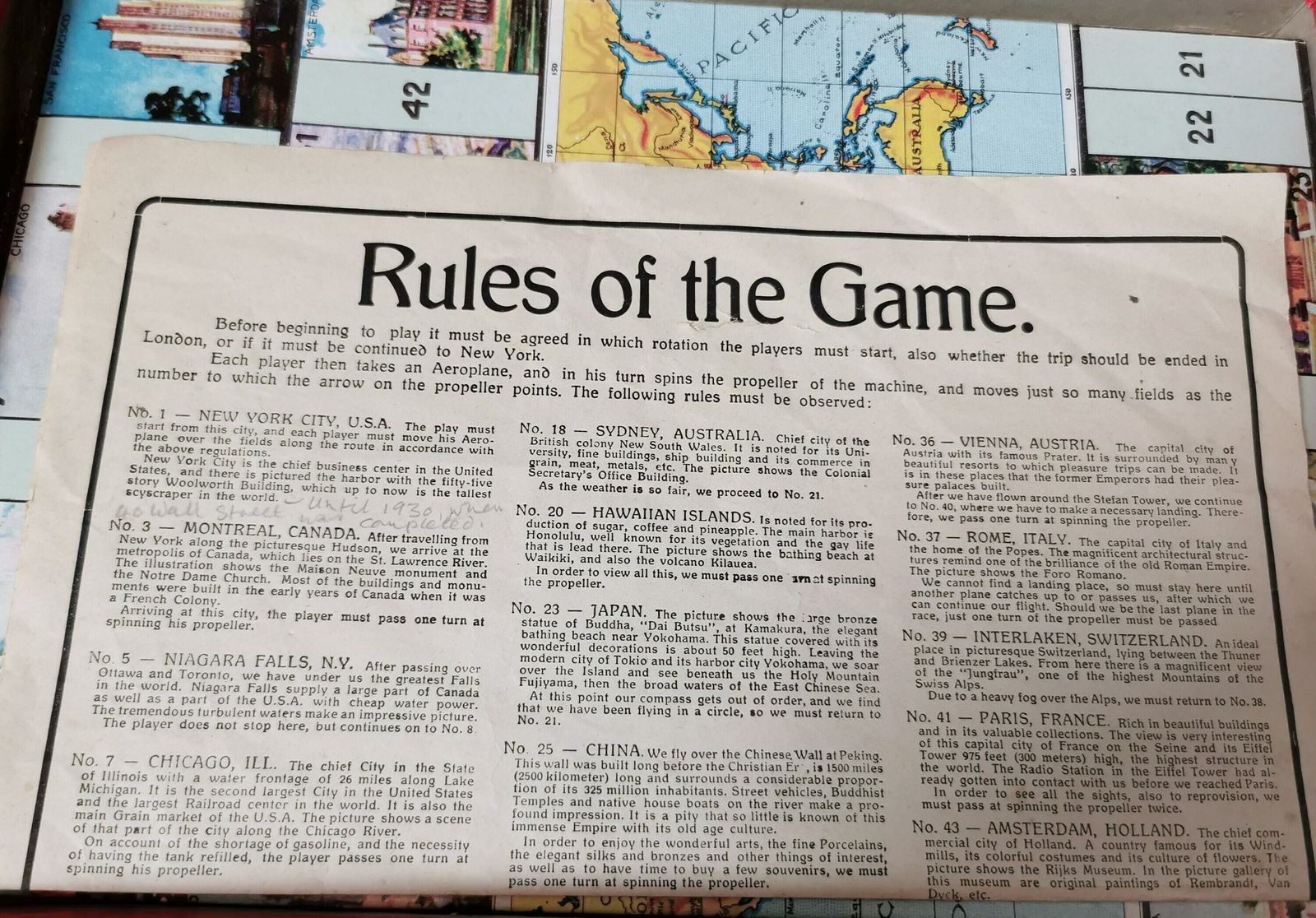 Rare Vintage 1930's Board Game, A Flight Around The World photo Art