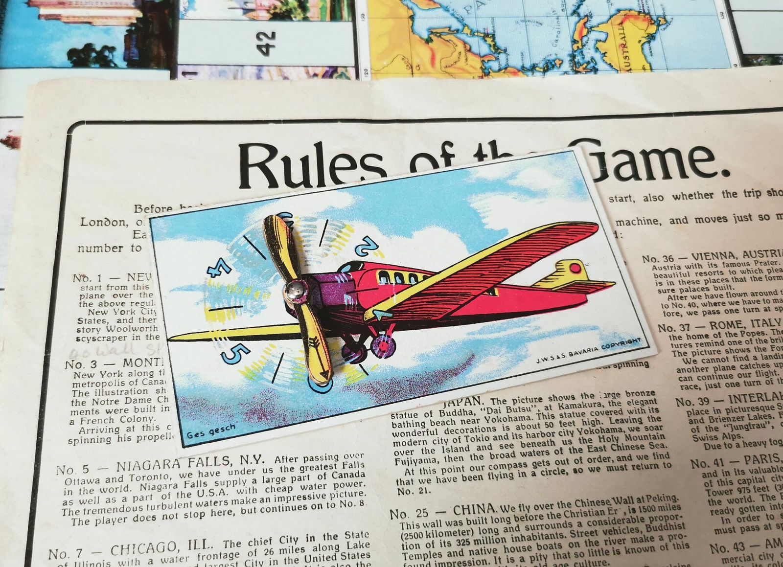 Rare Vintage 1930's Board Game, A Flight Around The World photo 119.0