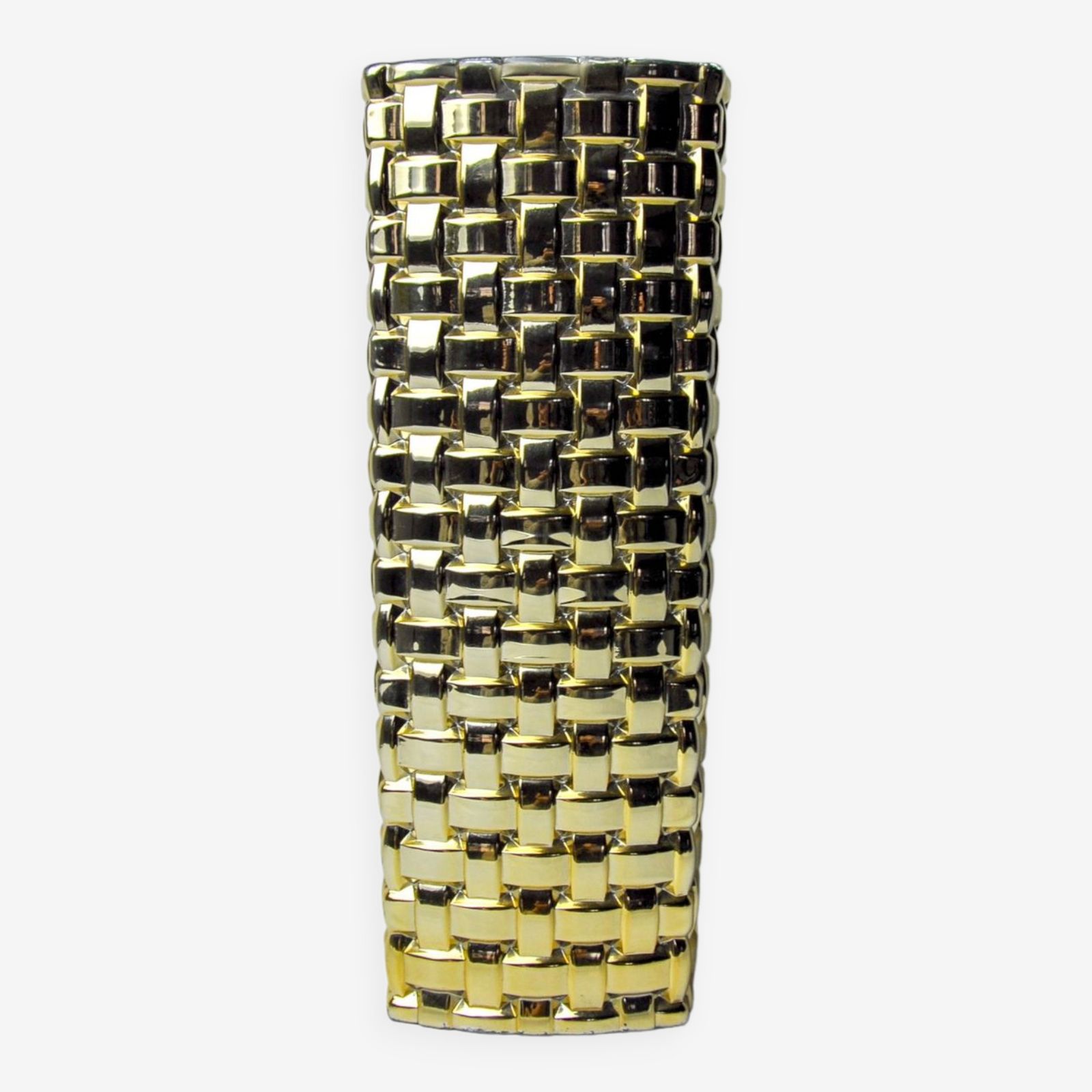Golden Bamboo Effect Glass Vase By Nachtmann, Germany, 1980