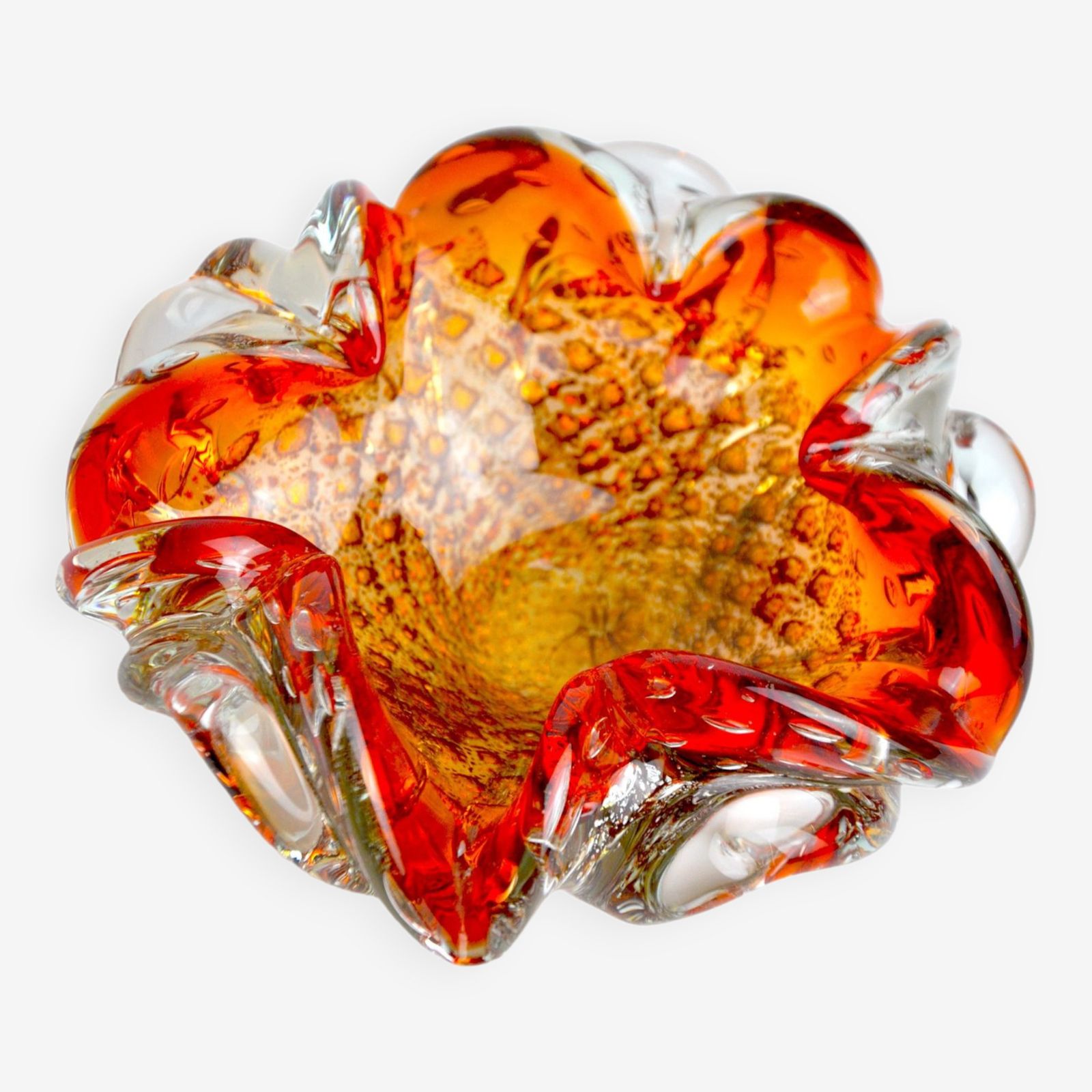 Orange And Gold Sommerso Empty Pocket By Seguso, Murano Glass, Italy, 1970