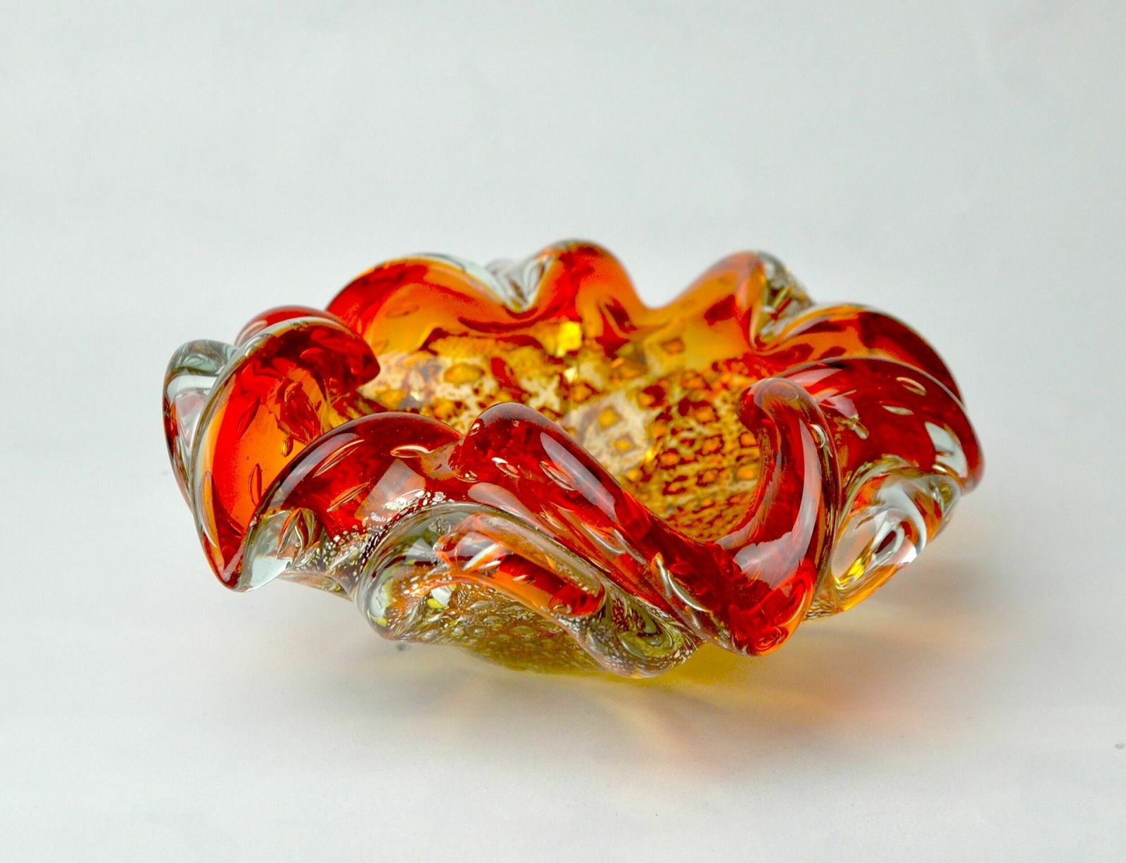 Orange And Gold Sommerso Empty Pocket By Seguso, Murano Glass, Italy, 1970 photo Home Decor