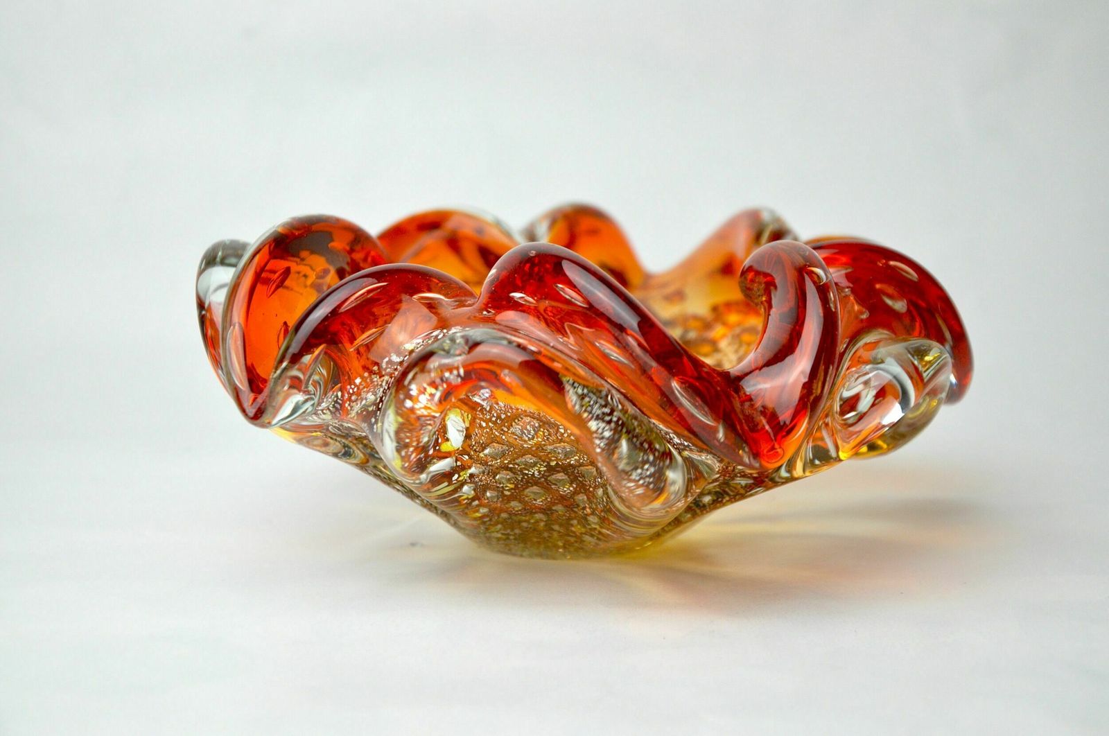 Orange And Gold Sommerso Empty Pocket By Seguso, Murano Glass, Italy, 1970 photo 504.0