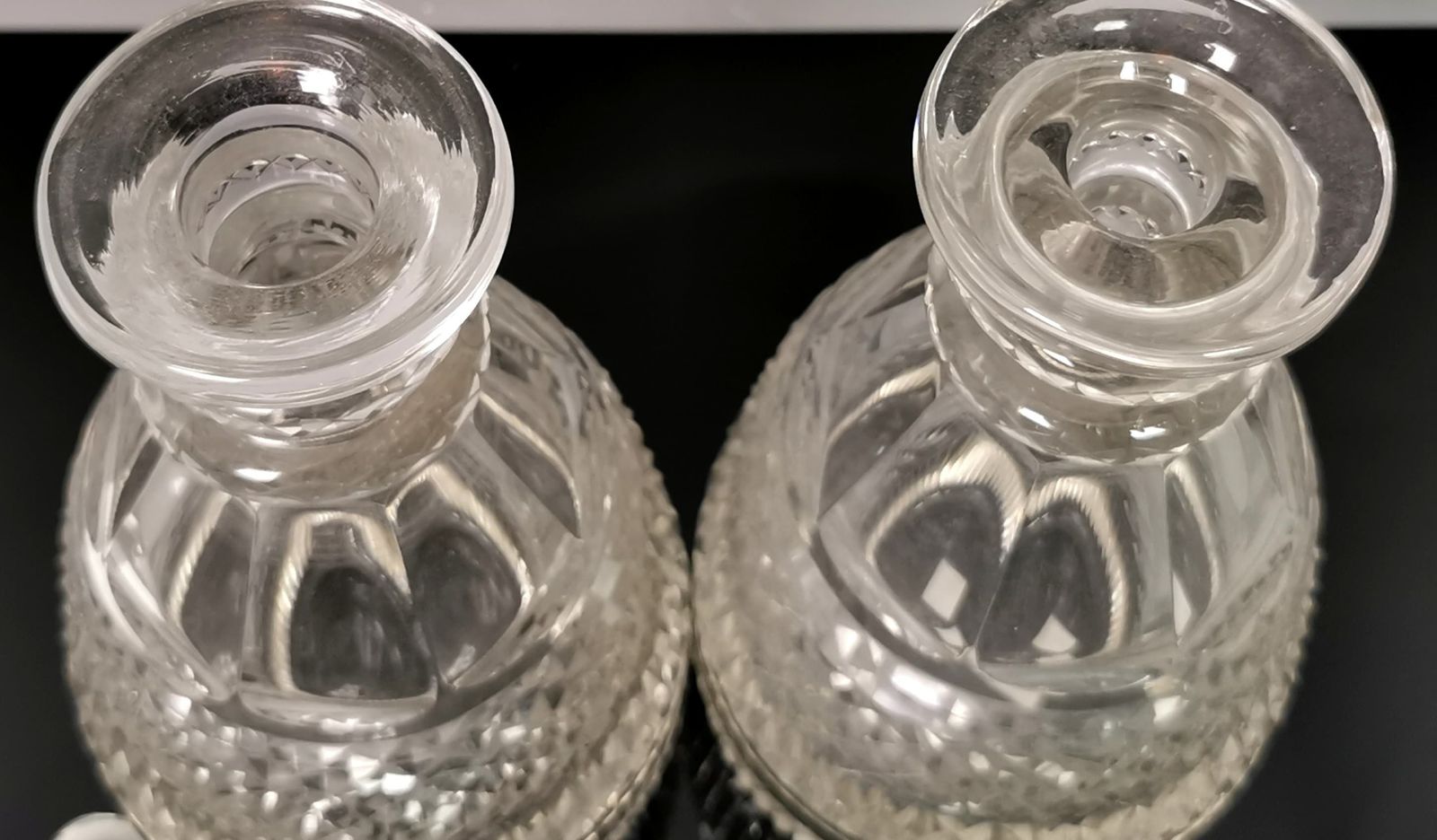 Antique Georgian Glass Decanters, Pair, Cut Glass photo vintage