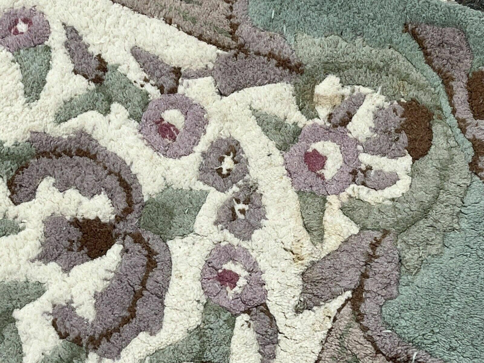 photo furniture Pair Of Green & White Rugs,Handmade With 100 % Wool. Deep Pile.