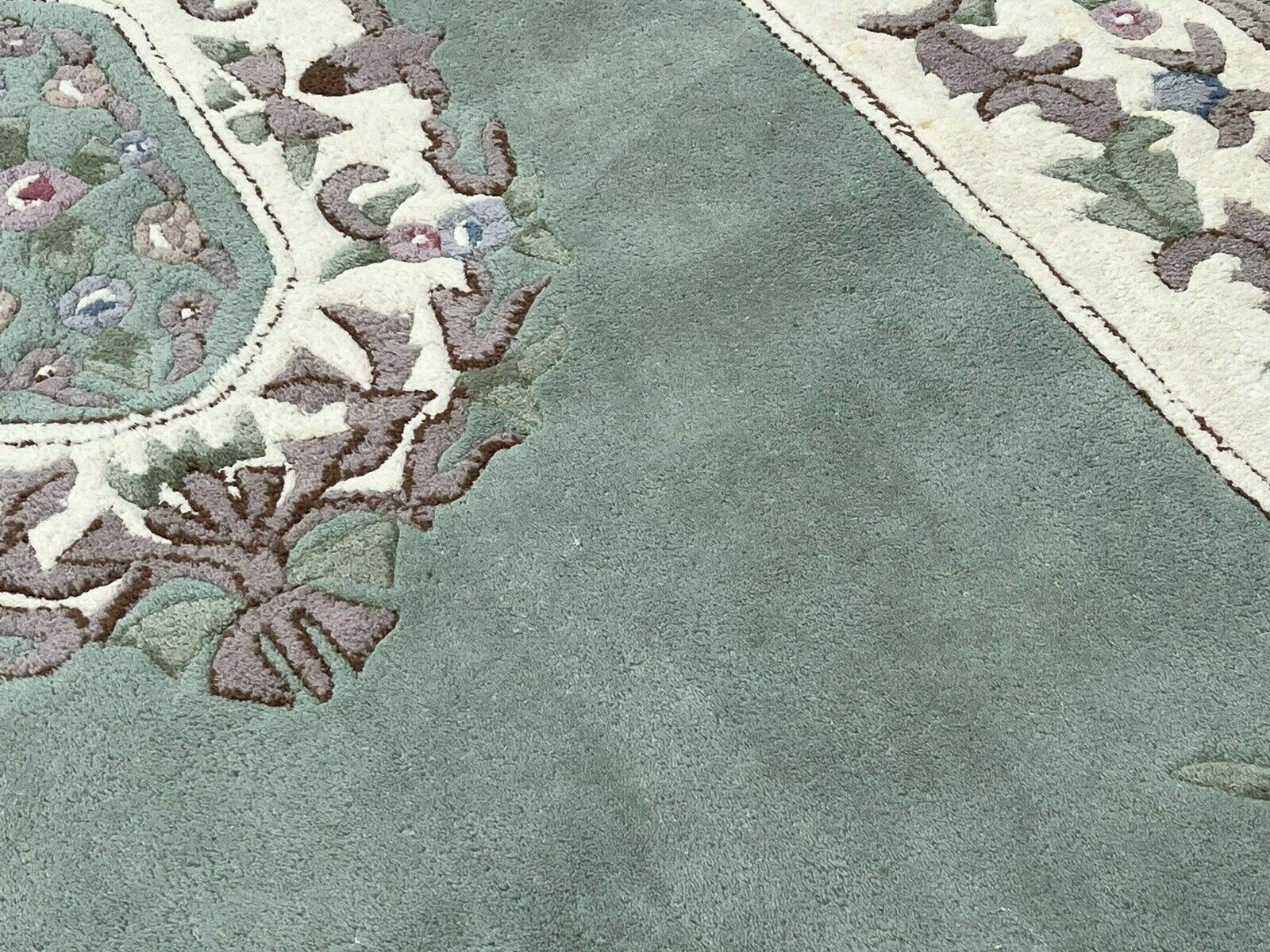 photo for sale Pair Of Green & White Rugs,Handmade With 100 % Wool. Deep Pile.