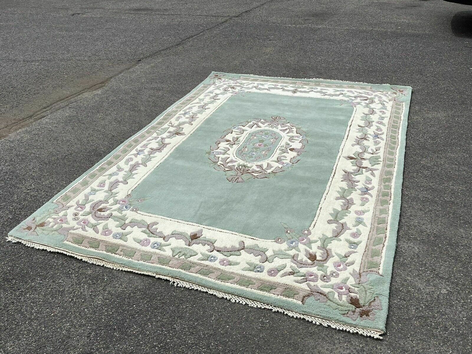 photo buy Pair Of Green & White Rugs,Handmade With 100 % Wool. Deep Pile.