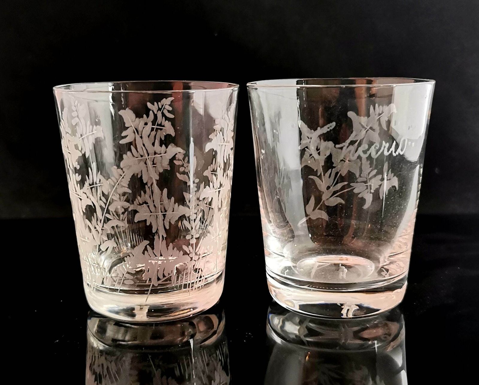 Rare Antique Last Drop Glass Tumblers, Capital Punishment History, Gallows, Mature photo vintage