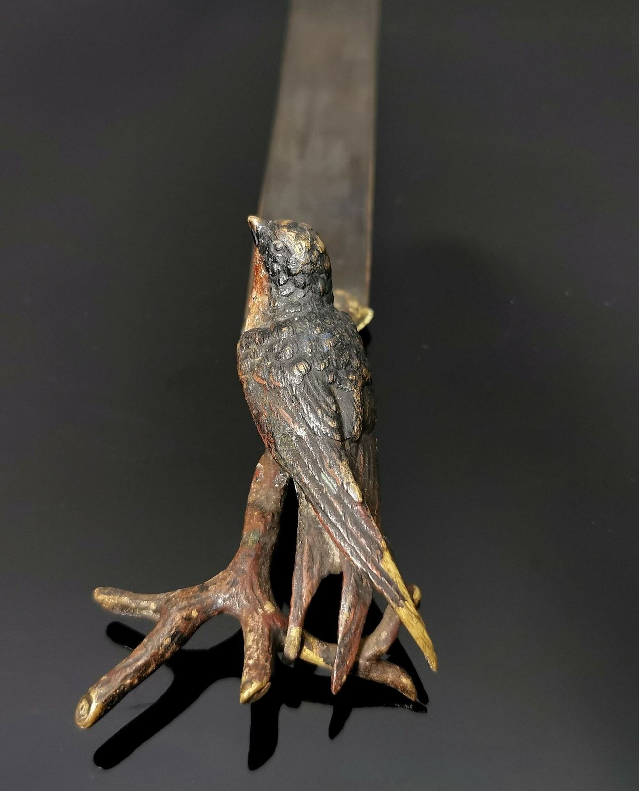 Antique Cold Painted Bronze Letter Opener, Bird, Austrian photo buy