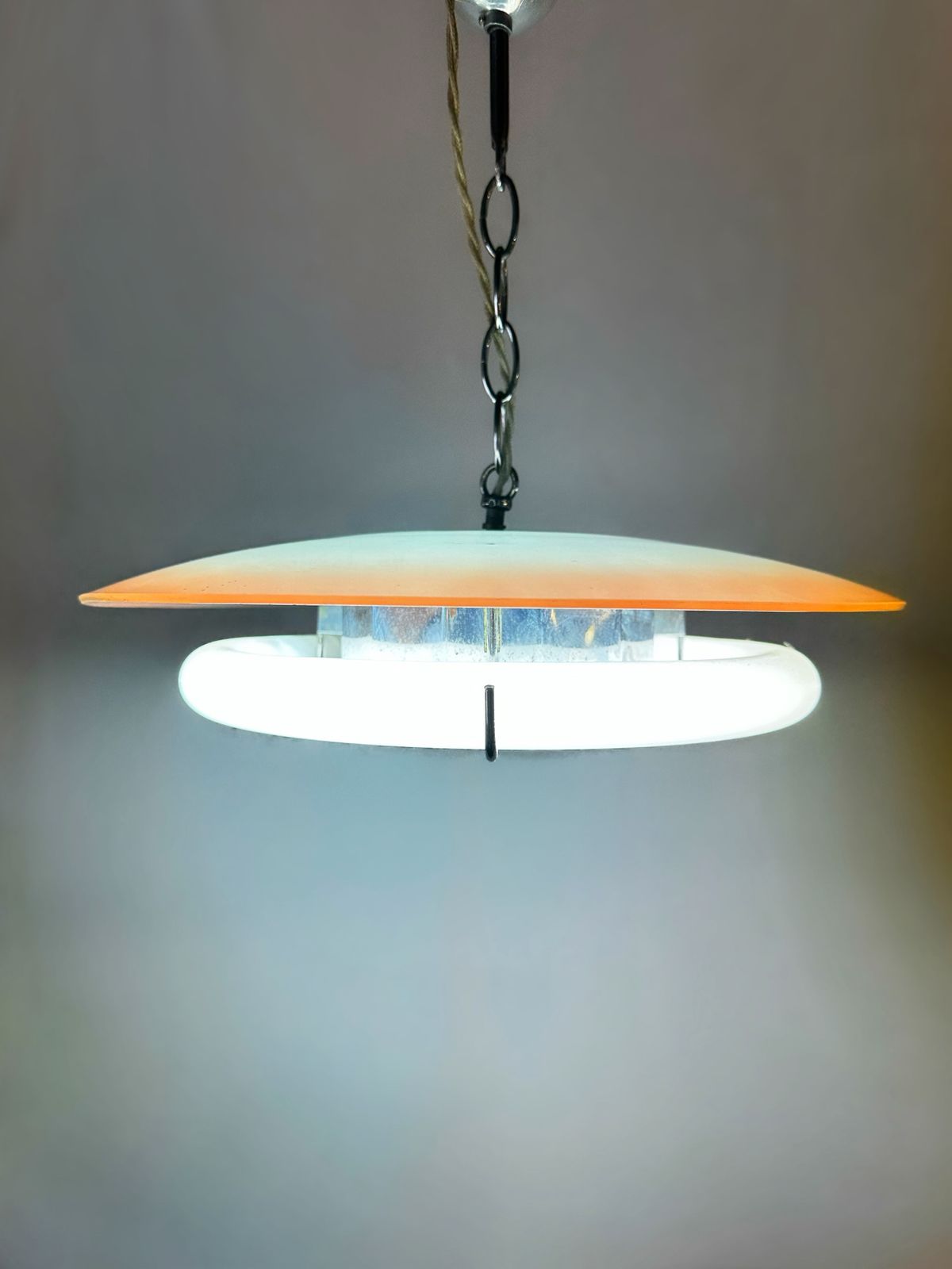 Space Age Chandelier In Chrome & Murano Glass By Osram Italy, 1950