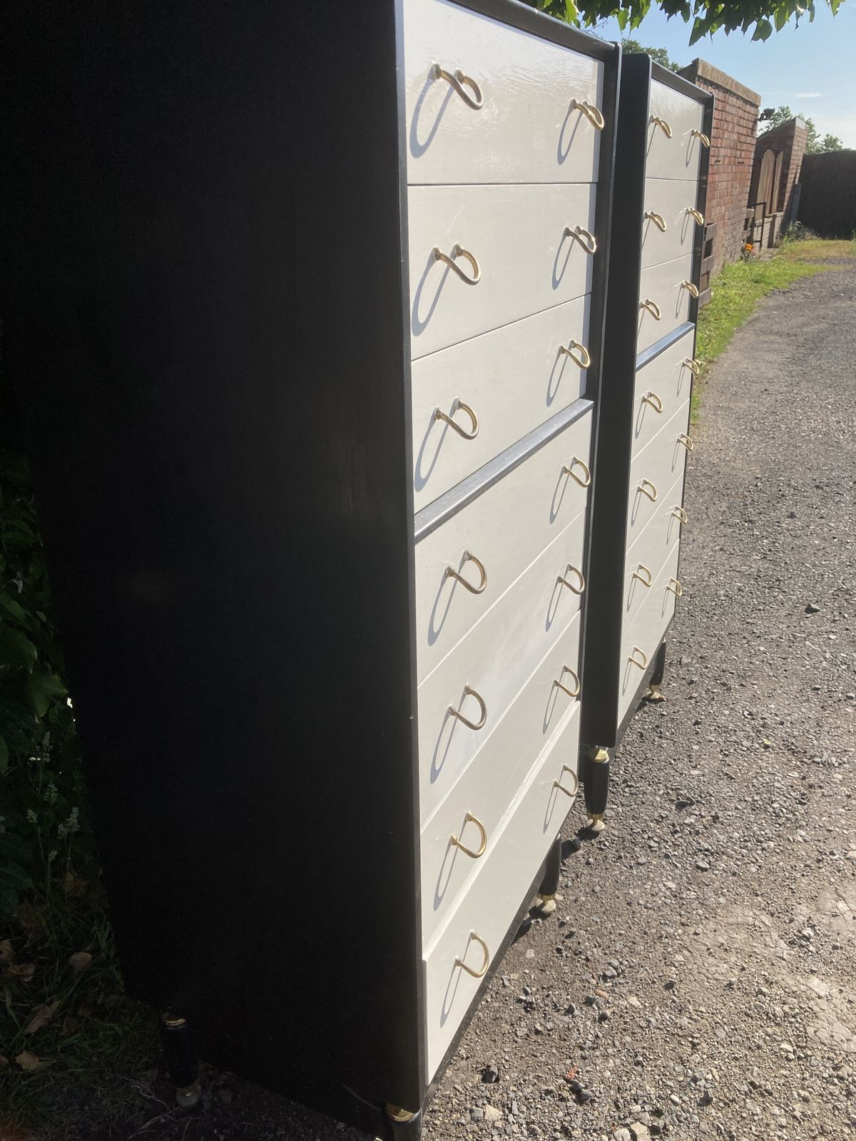 photo vinterior Pair Of Mid Century G Plan Black And White Tallboy Chest Of Drawers
