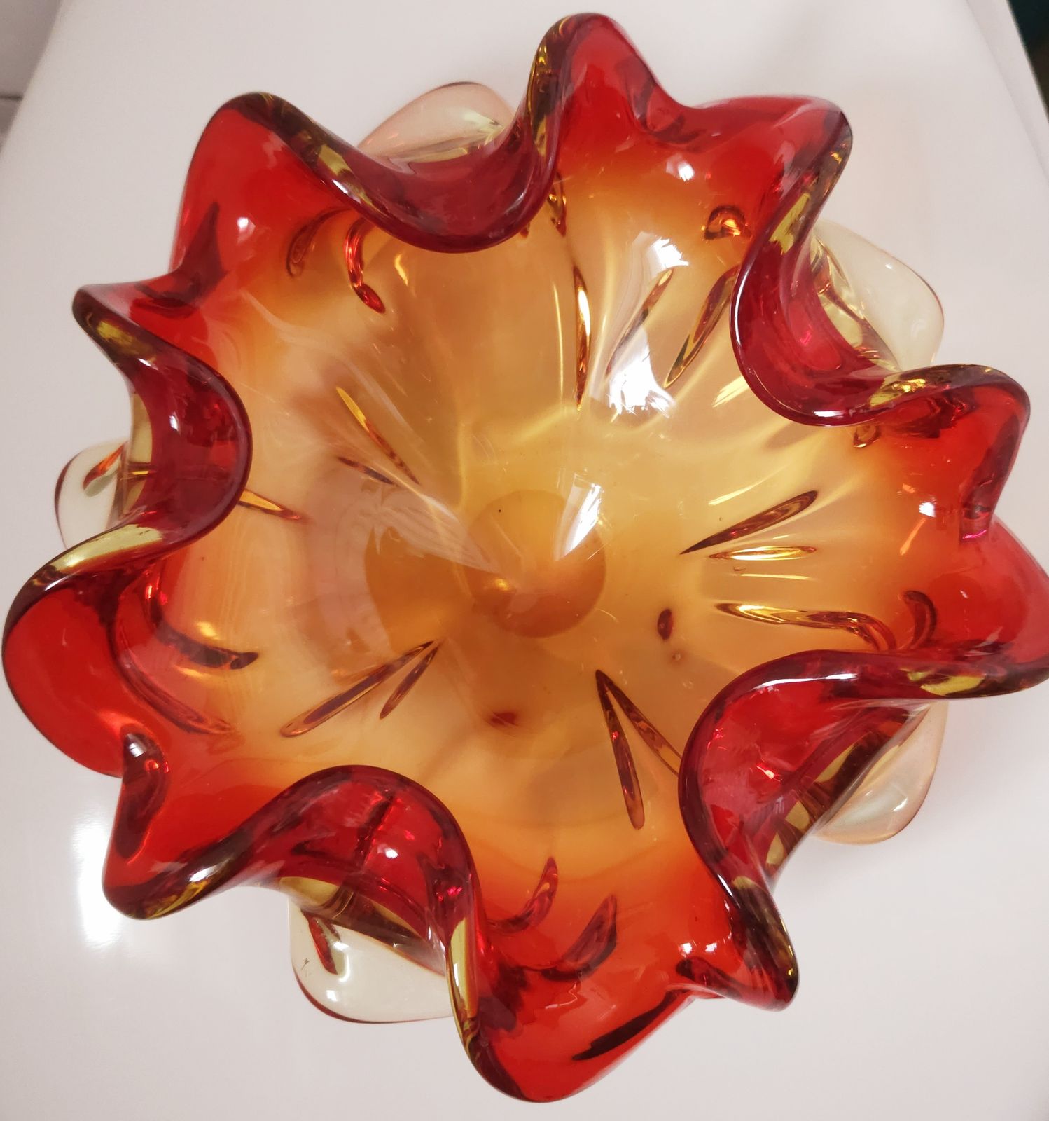 Spectacular, Fiery Orange/Red 1950's Murano 'Sommerso' Glass Ornament photo vinterior