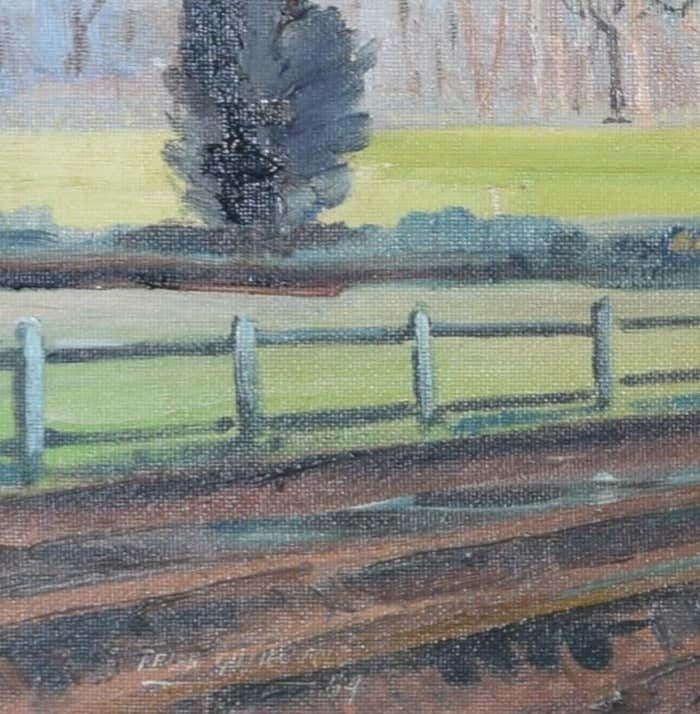 Ralph Gillies Modern British Oil Painting "Farmhouse By Lane", Ralph Gillies 1964 photo furniture