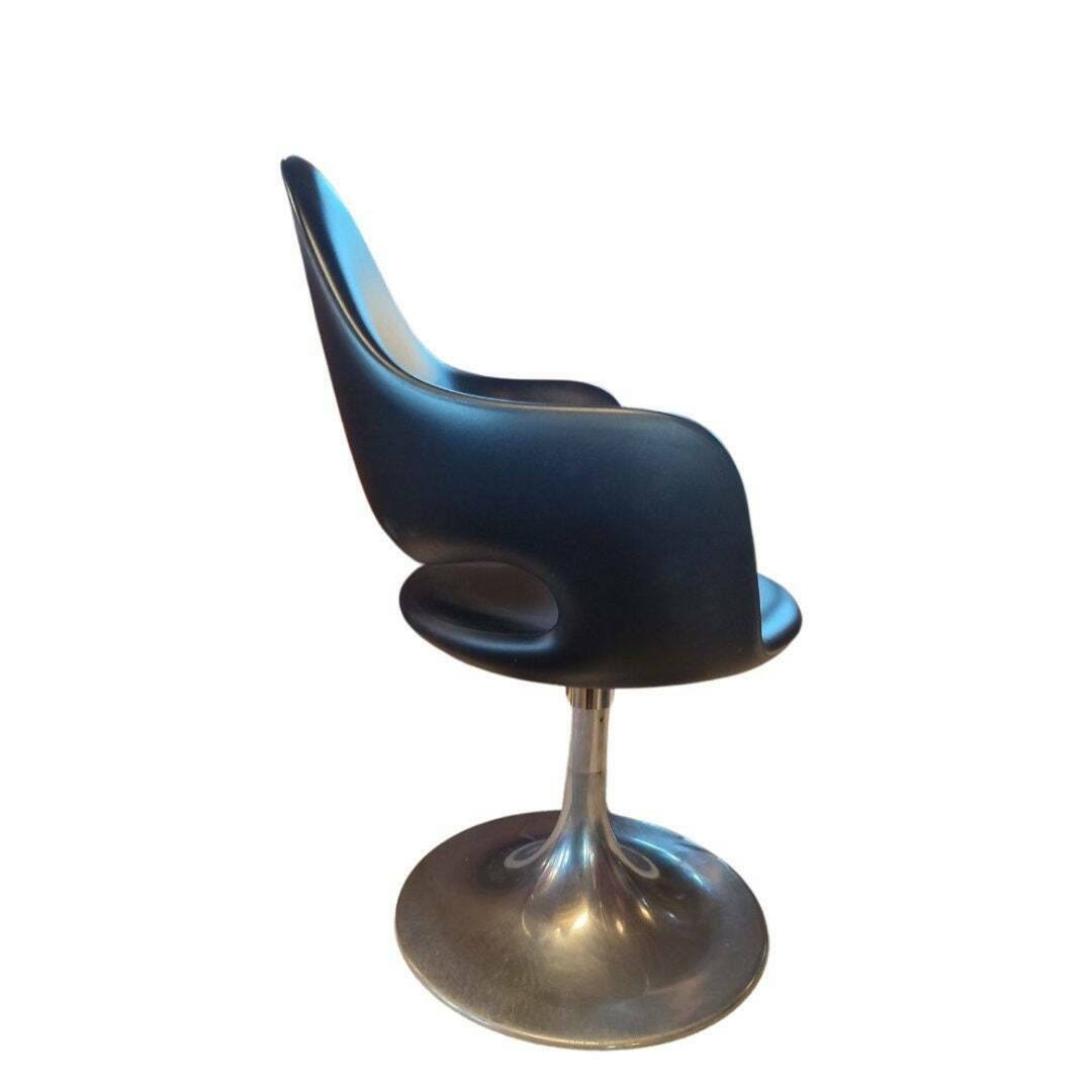 Vintage Italian Tulip Chair By Fabio Di Bartolomei   Black Leatherette photo for sale