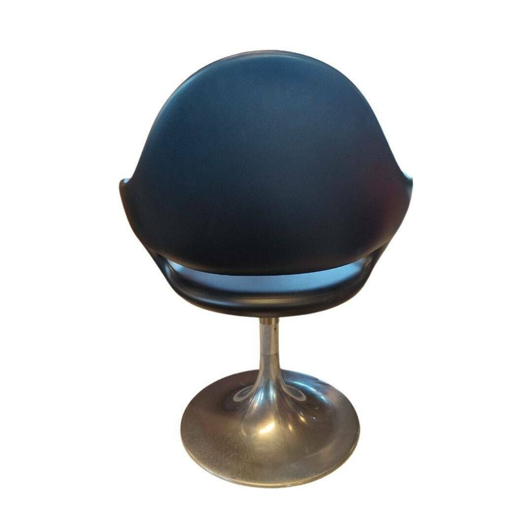 Vintage Italian Tulip Chair By Fabio Di Bartolomei   Black Leatherette photo 400.0