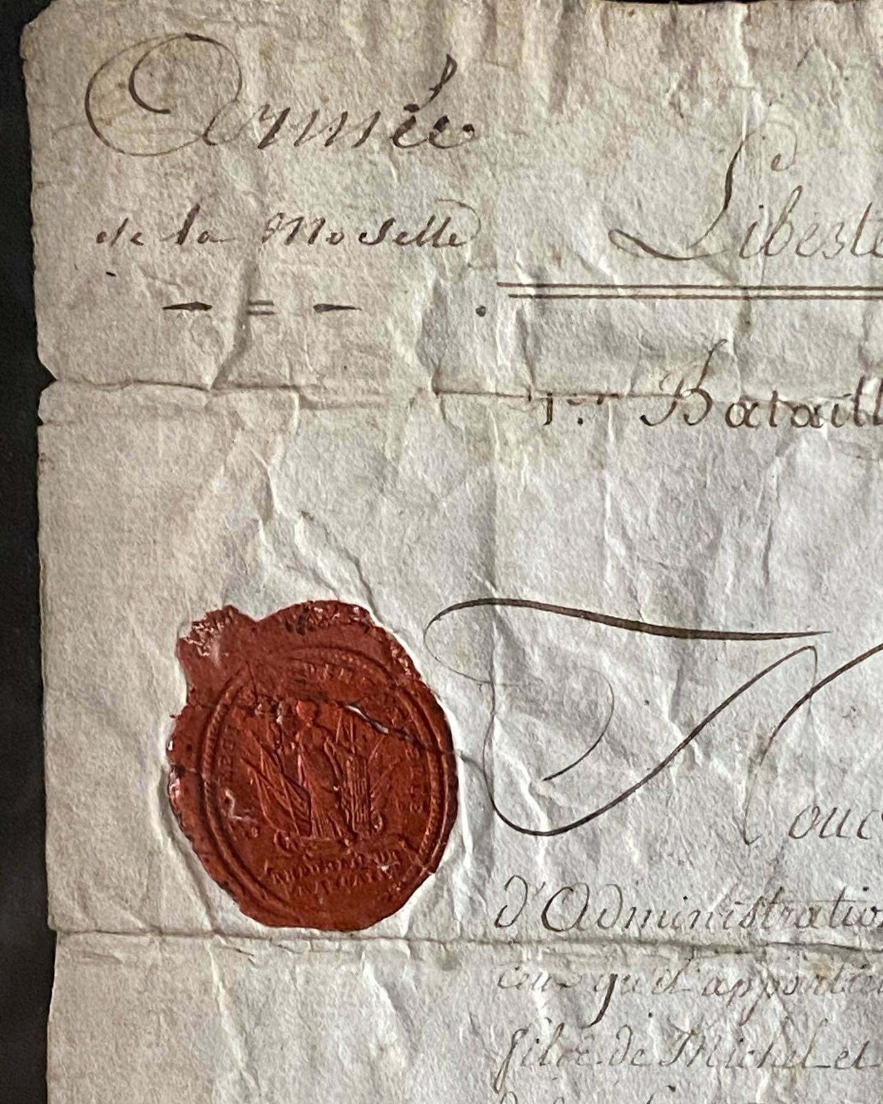 French Sealed Document From 1790’s Stamped And Certified photo 250.0