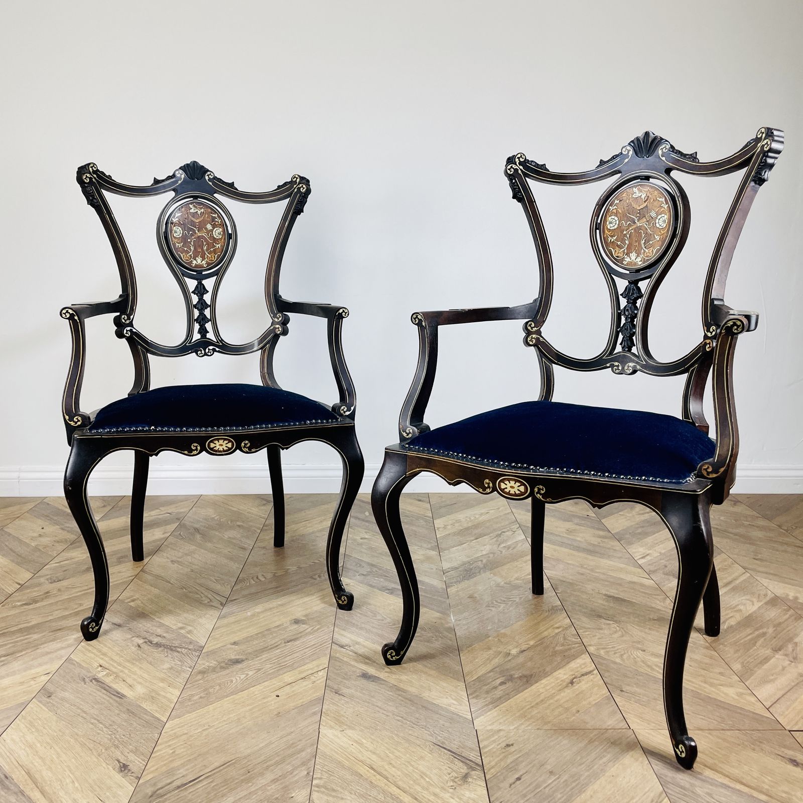 Antique Ornate French Armchairs, Set Of 2