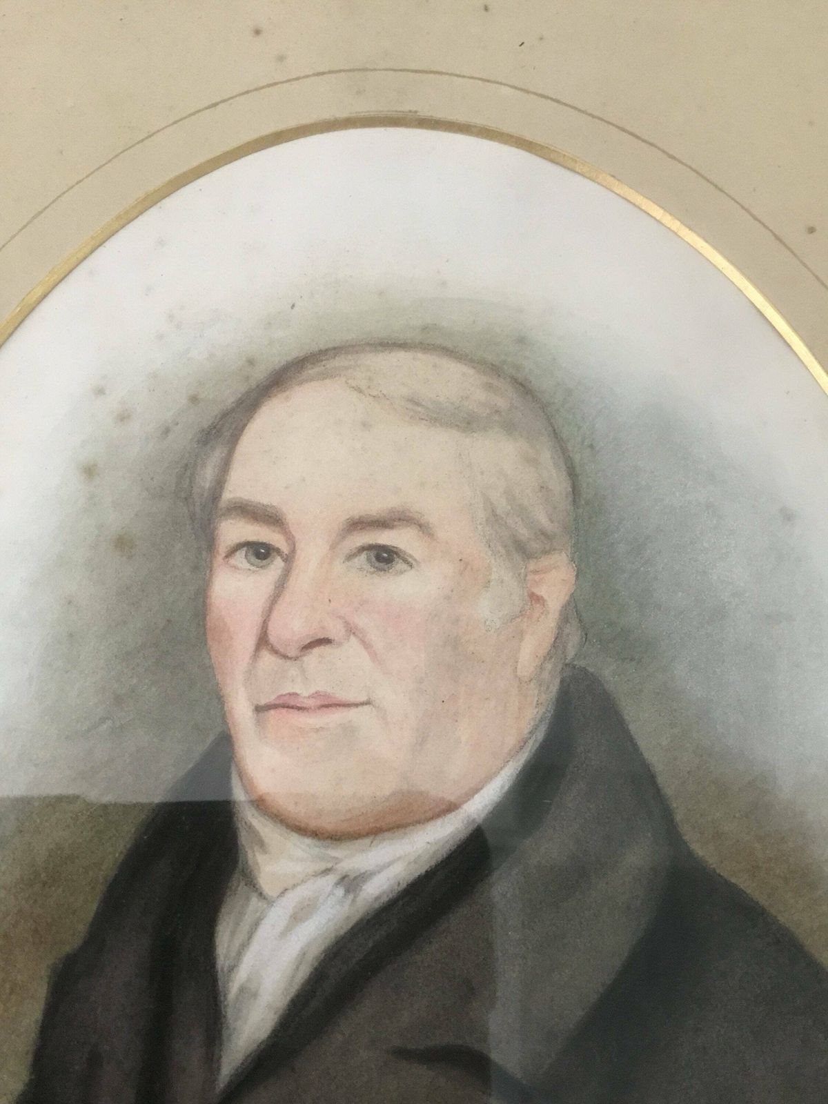Antique 19th Century Watercolour Depicting A Smartly Dressed Gentleman   England English Suffolk Gilt Worn Antique Frame   Portrait Of Man photo Art