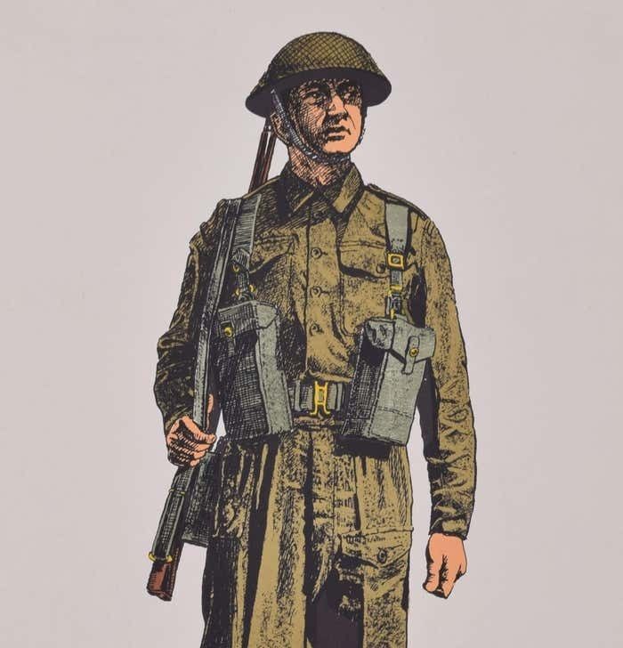 Infantryman British Army Institute Of Army Education Ww2 Uniform Lithograph Circa 1950s photo furniture