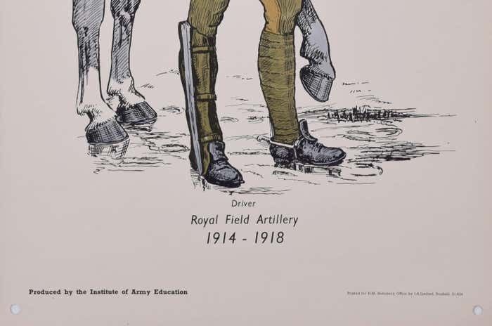 Royal Field Artillery Driver Institute Of Army Education Ww1 Uniform Lithograph Circa 1950s photo Art