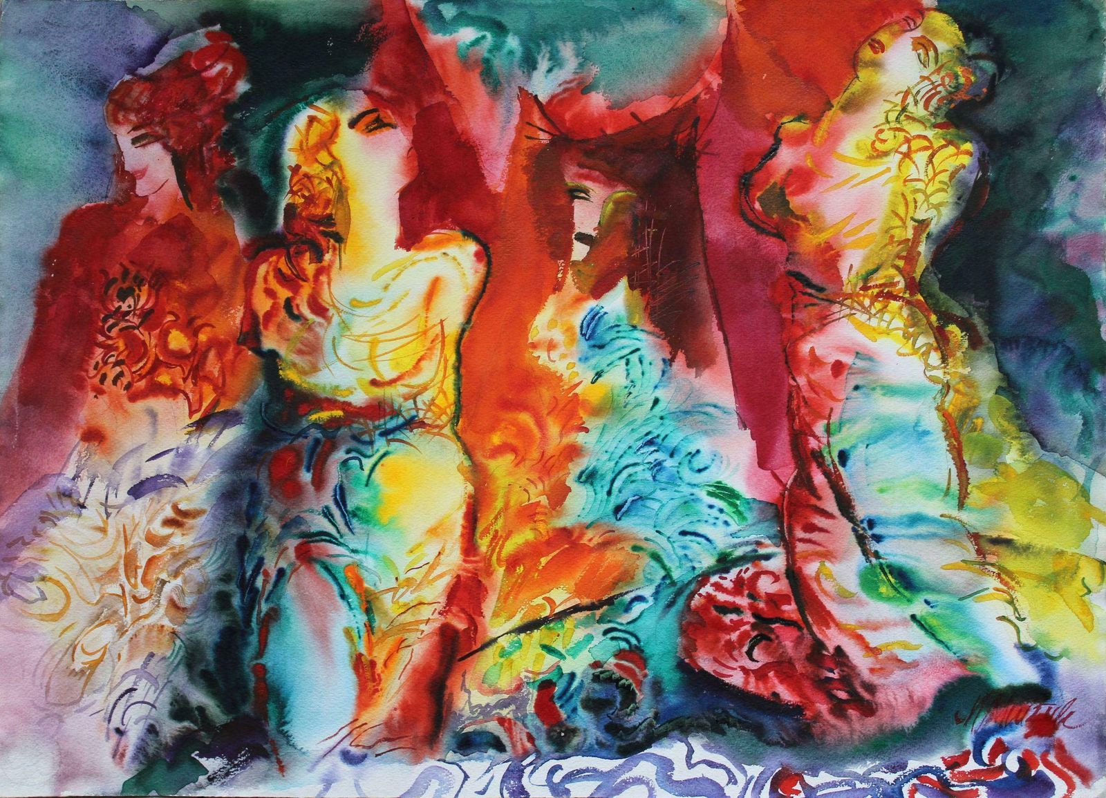 Malda Muizule Bacchantes. Paper, Watercolour  1975