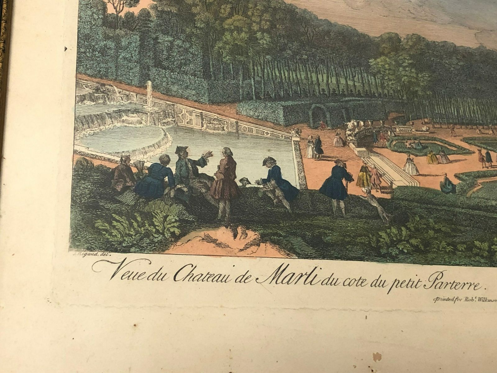 Antique Rigaud Rare 18th Century Engraving Vue Du Chateau De Marli Du Côté Du Petit Parterre Hogarth Frame (Ll) photo buy