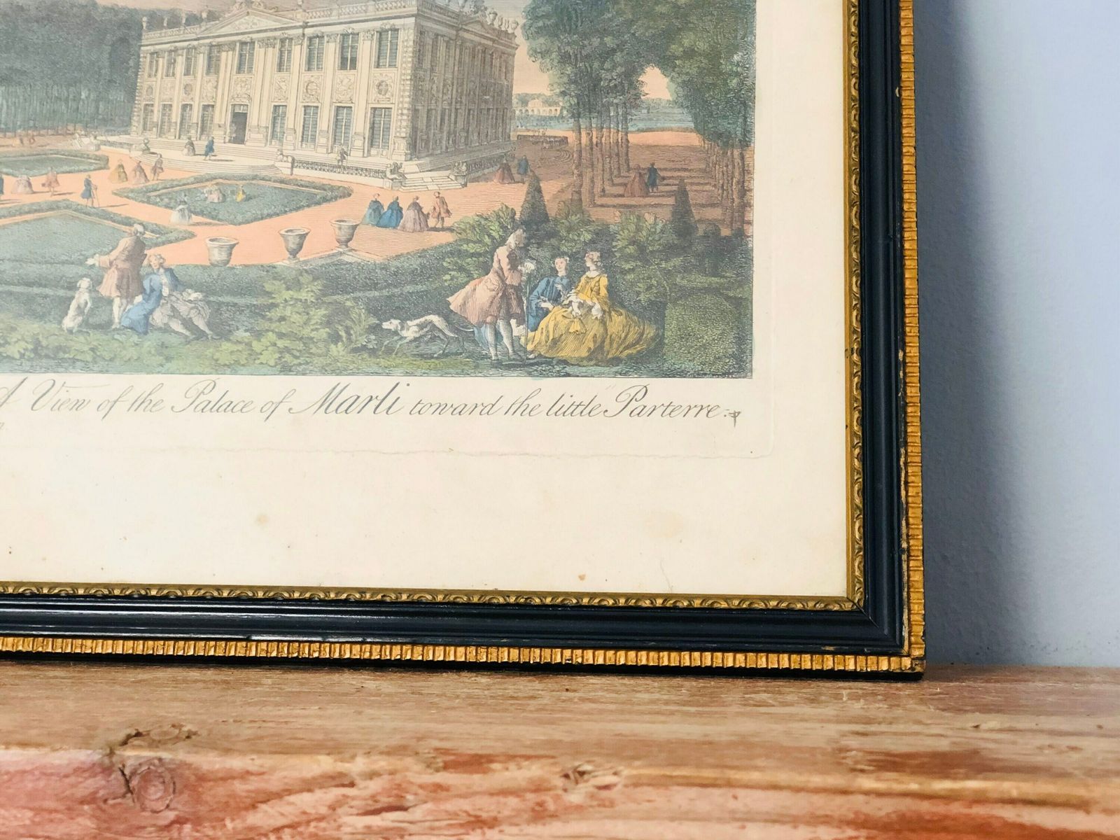 Antique Rigaud Rare 18th Century Engraving Vue Du Chateau De Marli Du Côté Du Petit Parterre Hogarth Frame (Ll) photo vintage