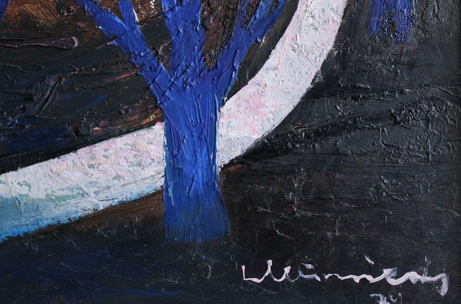 Laimdots Murnieks The Blue Trees. 1974 . Oil On Cardboard, 1974 photo Art