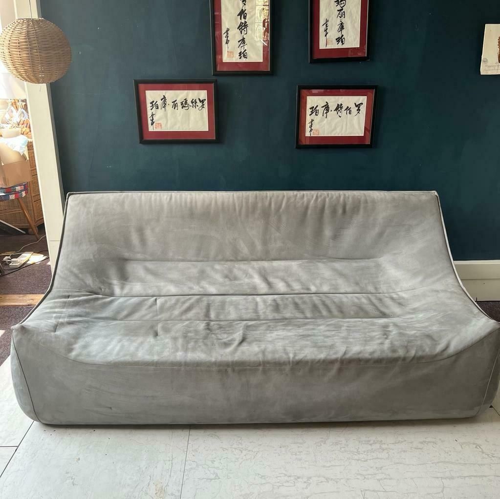 photo for sale French Ligne Roset Pale Blue Suede Settee